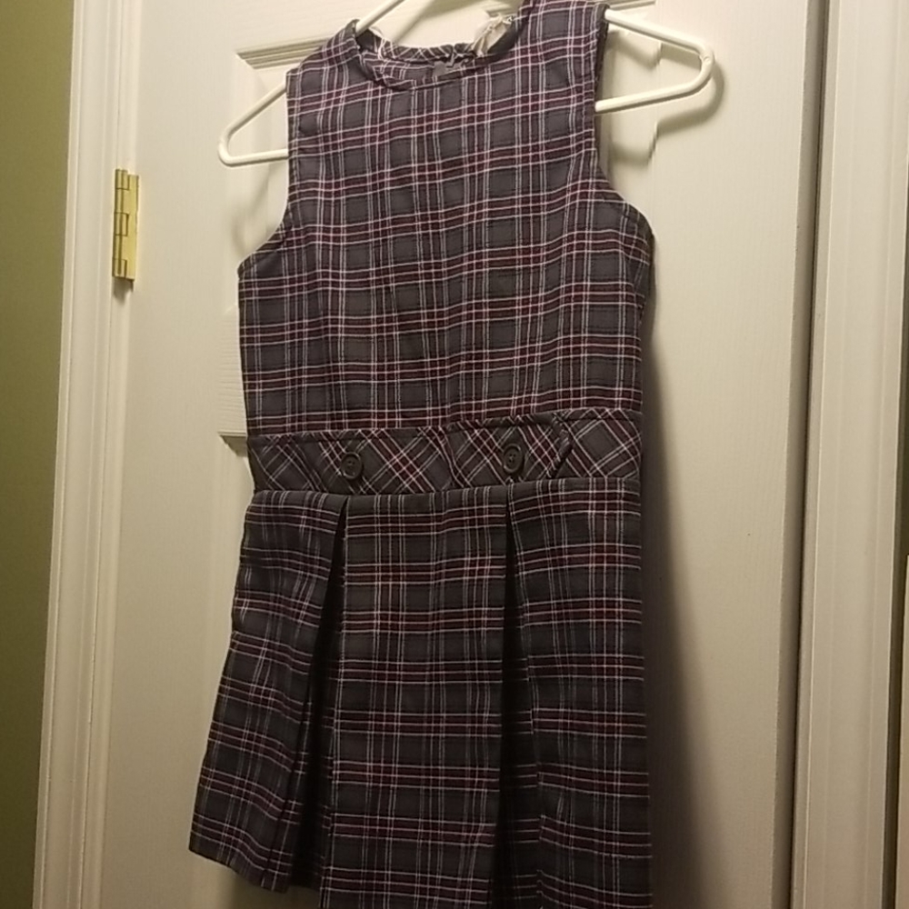 Flynn & O'Hara Uniform Jumper maroon plaid dress
